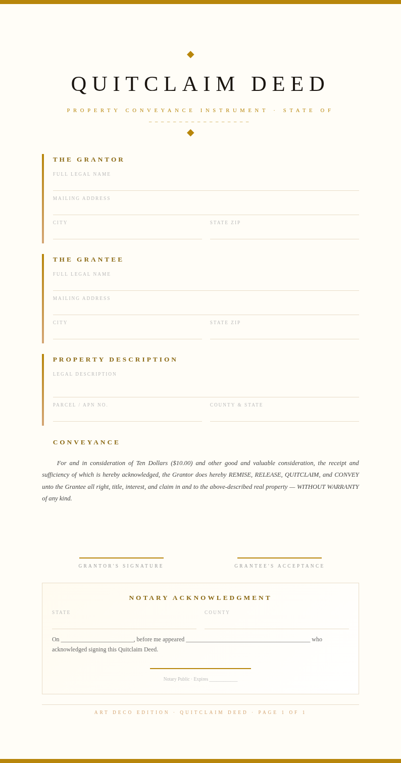 Art deco elegant quitclaim deed